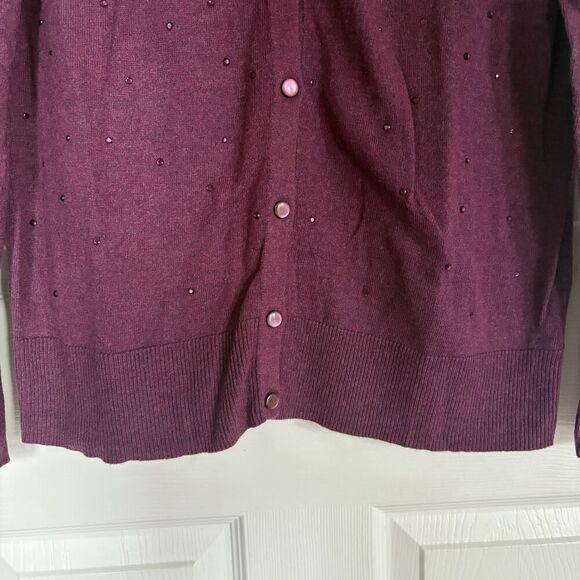 Merona Sequin Button Up Sweater Purple XL - Picture 5 of 9